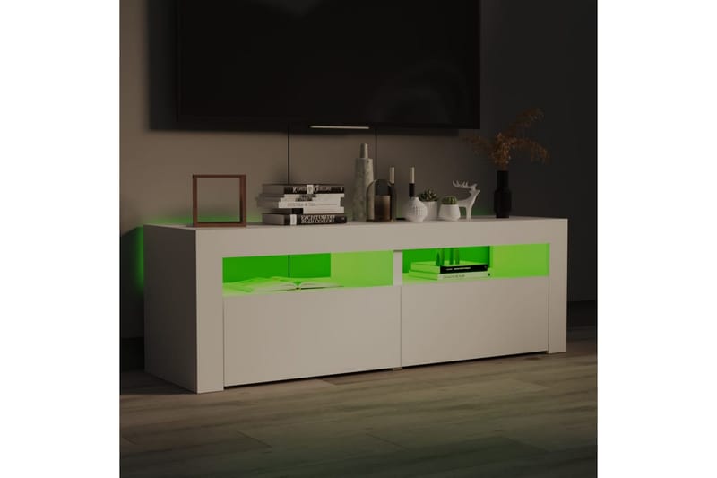 TV-benk med LED-lys hvit 120x35x40 cm - Hvit - TV-benk & mediabenk