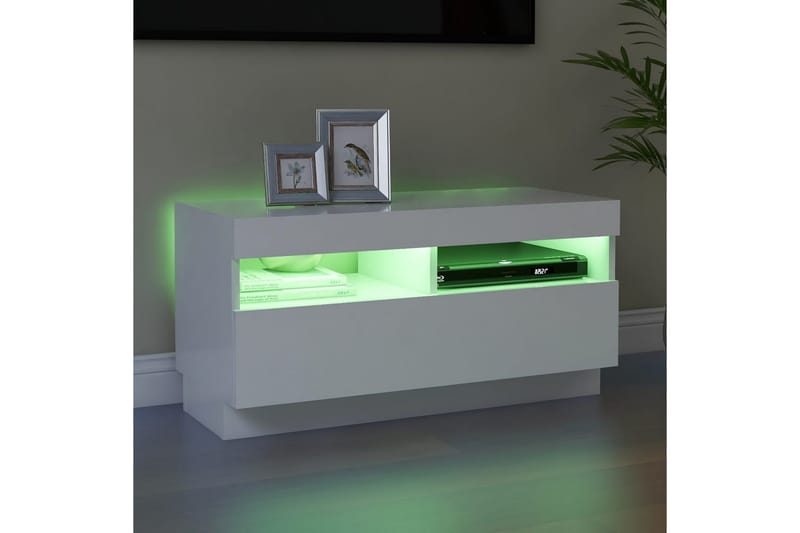 TV-benk med LED-lys hvit 80x35x40 cm - Hvit - Møbler - Mediamøbel & tv møbel - TV-benk & mediabenk