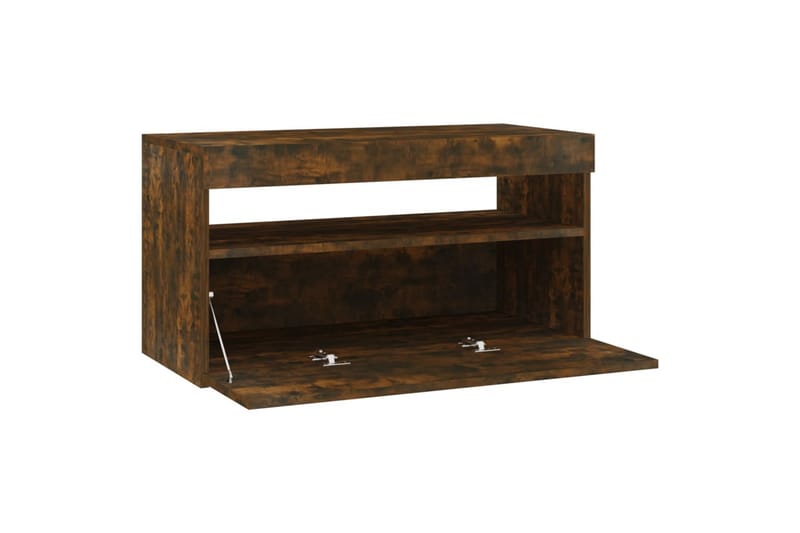 TV-benk med LED-lys røkt eik 75x35x40 cm - Brun - Møbler - Mediamøbel & tv møbel - TV-benk & mediabenk