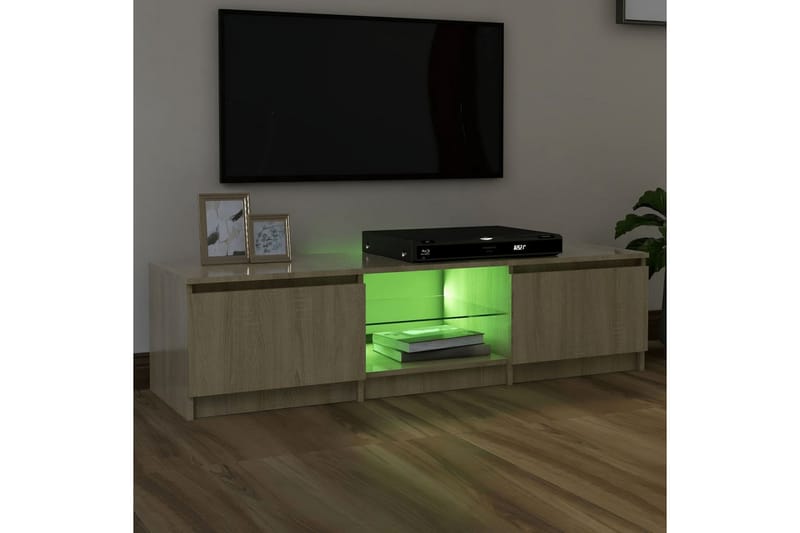 TV-benk med LED-lys sonoma eik 140x40x35,5 cm - Brun - TV-benk & mediabenk