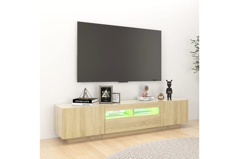 TV-benk med LED-lys sonoma eik 180x35x40 cm - Brun - Møbler - Mediamøbel & tv møbel - TV-benk & mediabenk