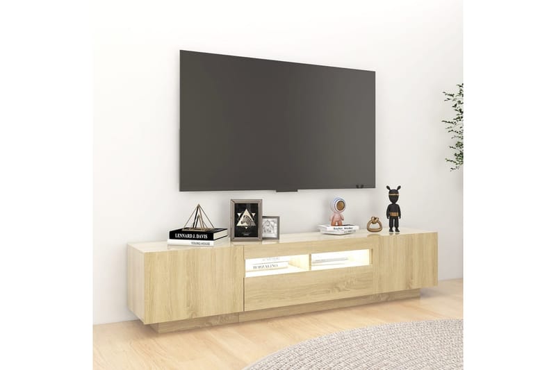 TV-benk med LED-lys sonoma eik 180x35x40 cm - Brun - Møbler - Mediamøbel & tv møbel - TV-benk & mediabenk