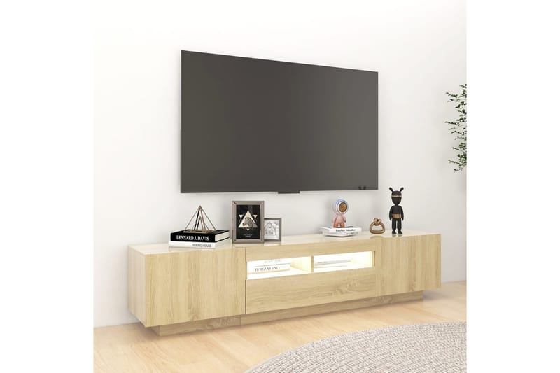 TV-benk med LED-lys sonoma eik 180x35x40 cm - Brun - TV-benk & mediabenk