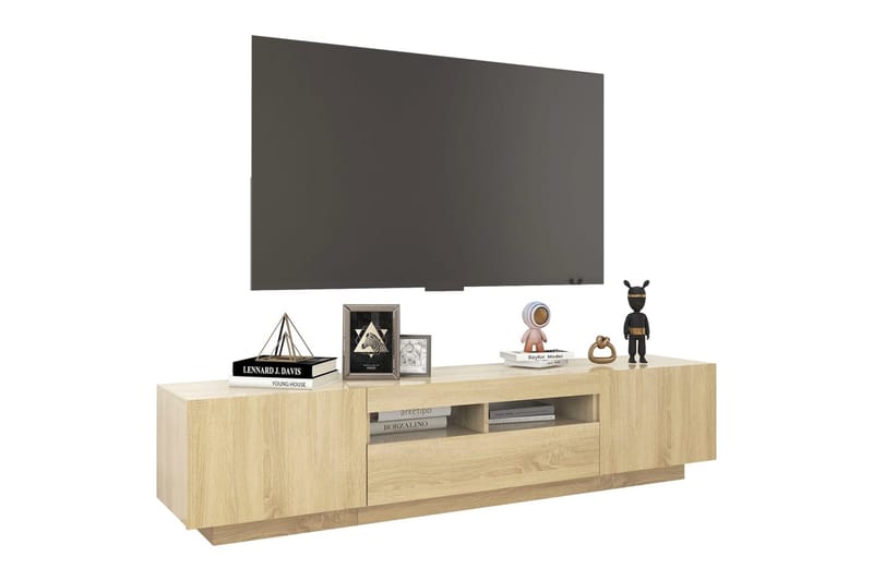 TV-benk med LED-lys sonoma eik 180x35x40 cm - Brun - TV-benk & mediabenk