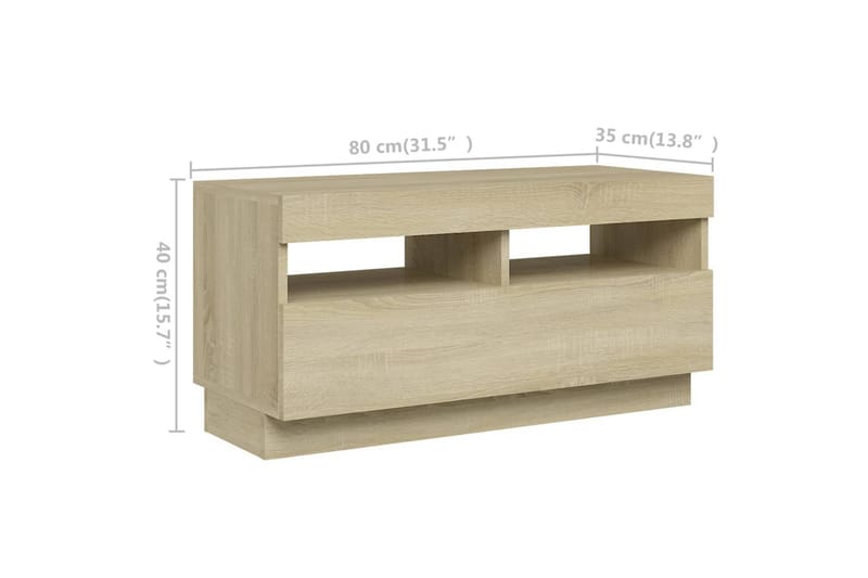 TV-benk med LED-lys sonoma eik 260x35x40 cm - Brun - Møbler - Mediamøbel & tv møbel - TV-benk & mediabenk