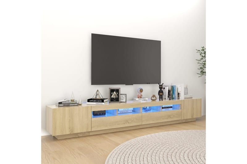TV-benk med LED-lys sonoma eik 260x35x40 cm - Brun - Møbler - Mediamøbel & tv møbel - TV-benk & mediabenk