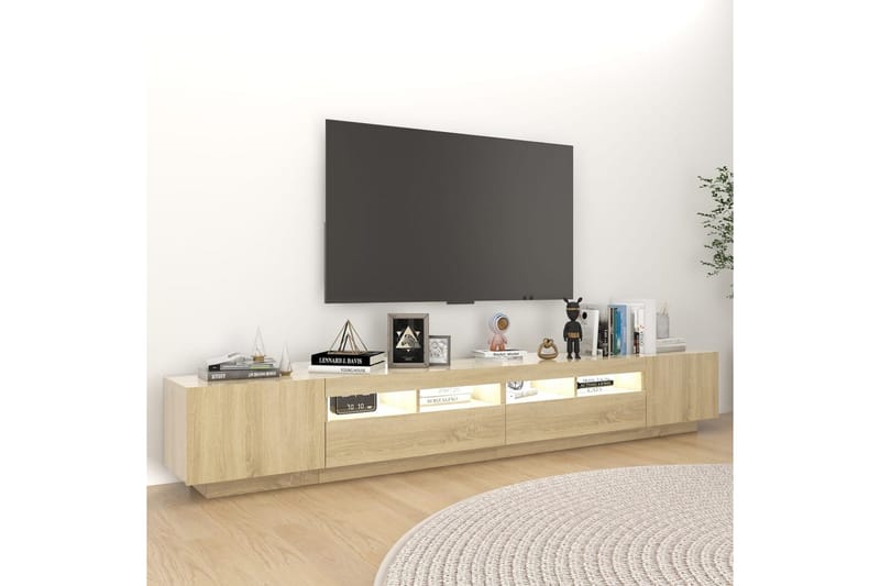 TV-benk med LED-lys sonoma eik 260x35x40 cm - Brun - Møbler - Mediamøbel & tv møbel - TV-benk & mediabenk