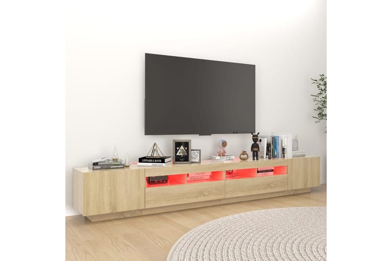 TV-benk med LED-lys sonoma eik 260x35x40 cm - Brun - TV-benk & mediabenk