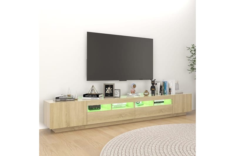 TV-benk med LED-lys sonoma eik 260x35x40 cm - Brun - Møbler - Mediamøbel & tv møbel - TV-benk & mediabenk