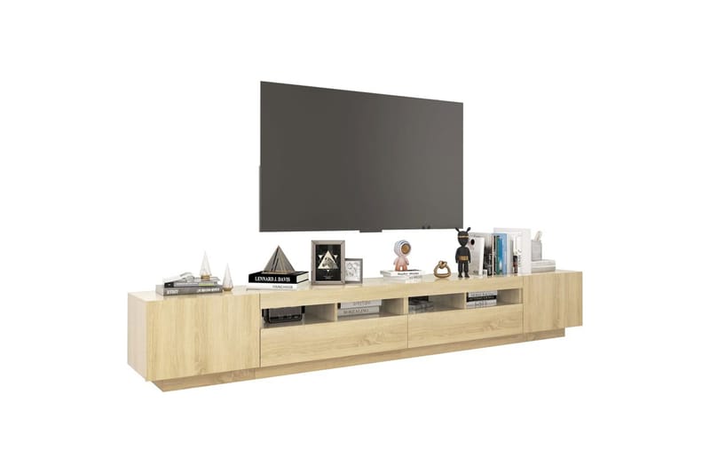 TV-benk med LED-lys sonoma eik 260x35x40 cm - Brun - TV-benk & mediabenk