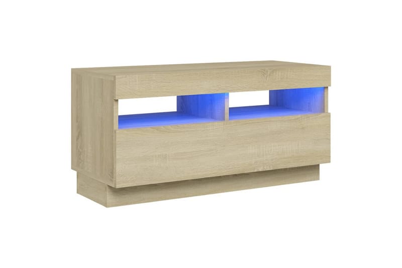 TV-benk med LED-lys sonoma eik 80x35x40 cm - Brun - TV-benk & mediabenk