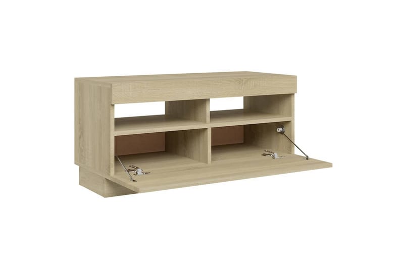 TV-benk med LED-lys sonoma eik 80x35x40 cm - Brun - TV-benk & mediabenk