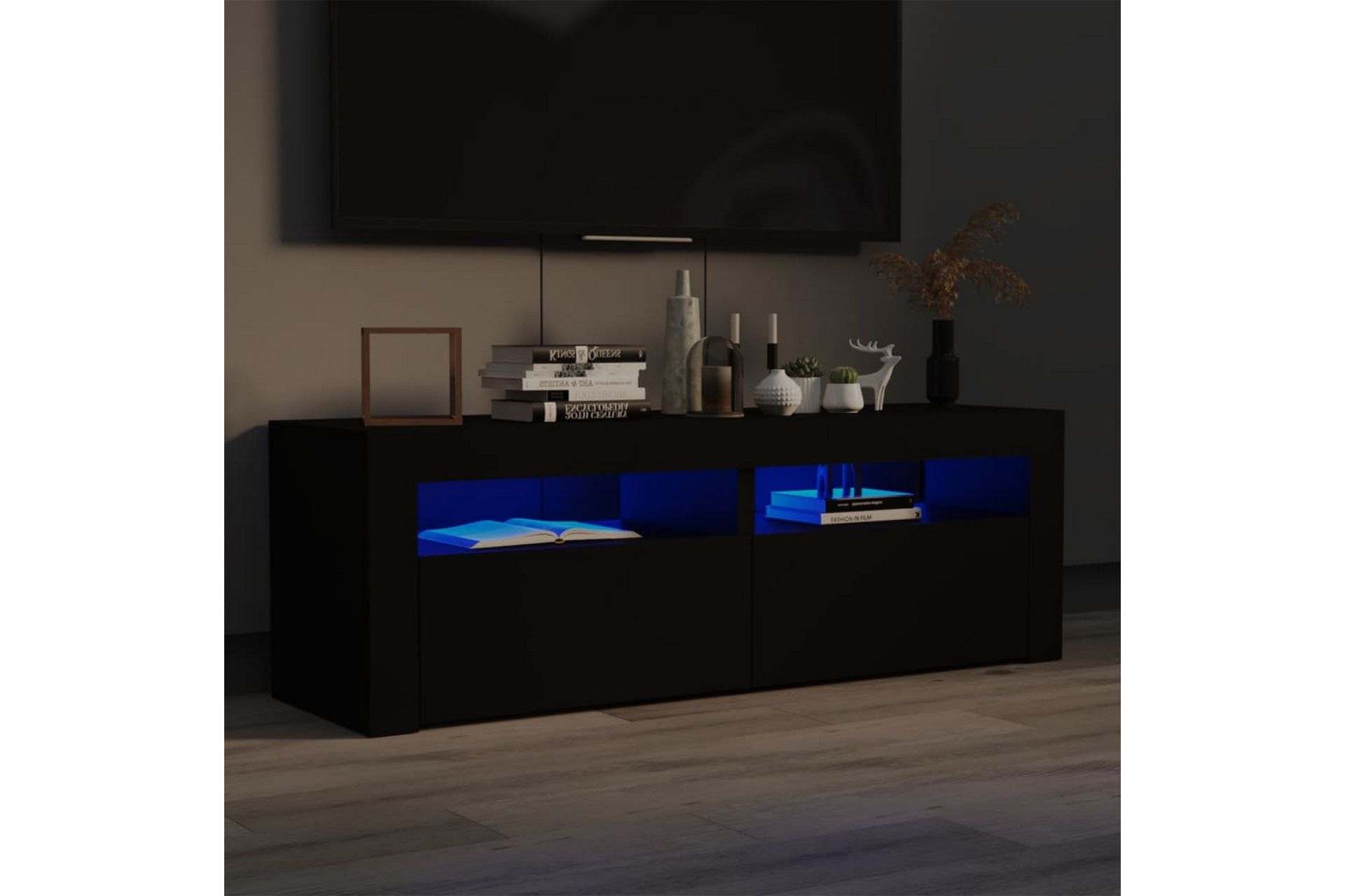 TV-benk med LED-lys svart 120x35x40 cm - Svart - Møbler - Mediamøbel & tv møbel - TV-benk & mediabenk