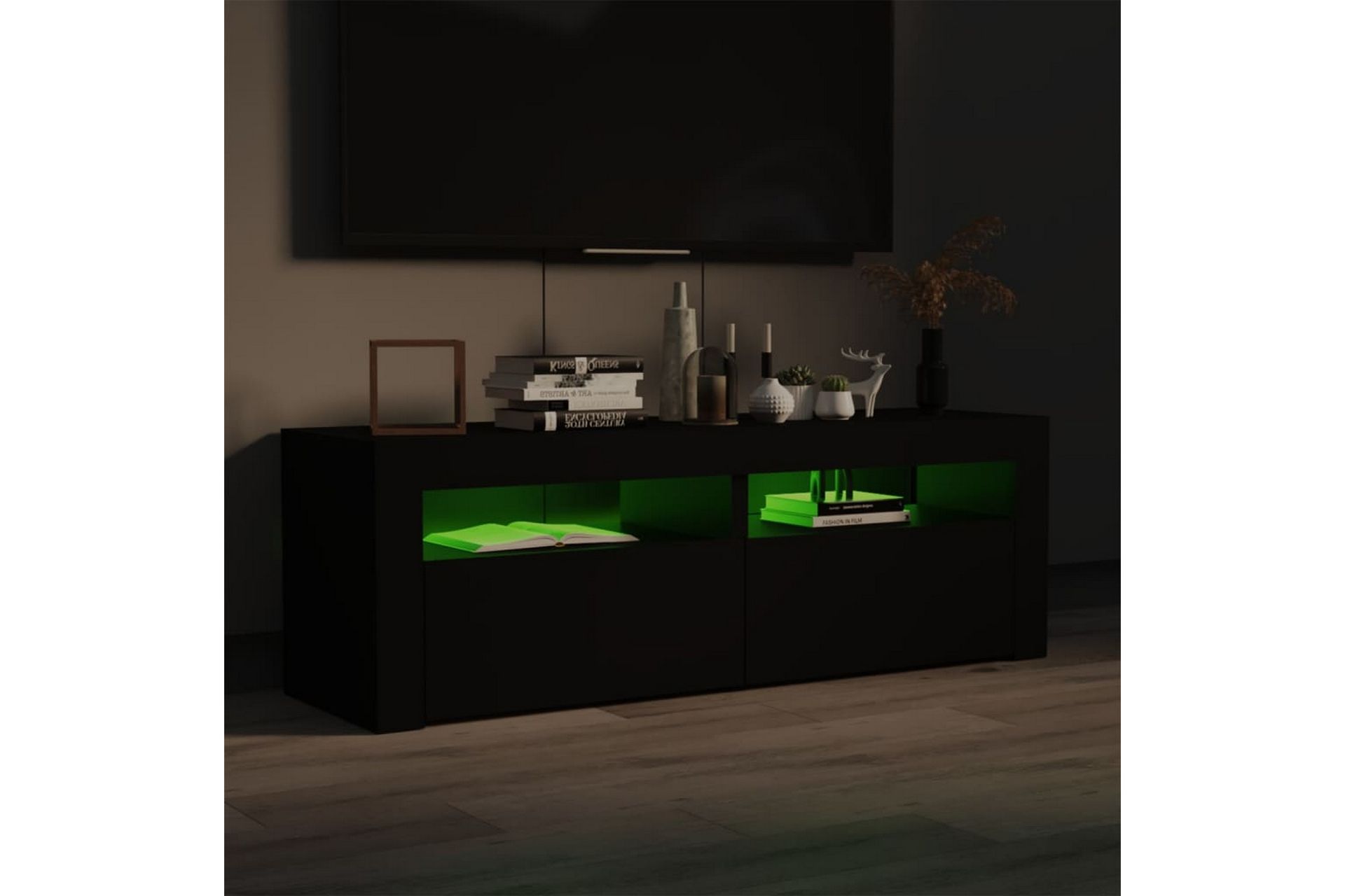 TV-benk med LED-lys svart 120x35x40 cm - Svart - Møbler - Mediamøbel & tv møbel - TV-benk & mediabenk