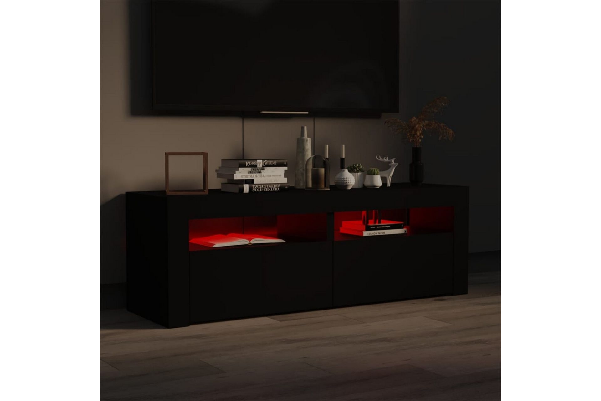 TV-benk med LED-lys svart 120x35x40 cm - Svart - Møbler - Mediamøbel & tv møbel - TV-benk & mediabenk