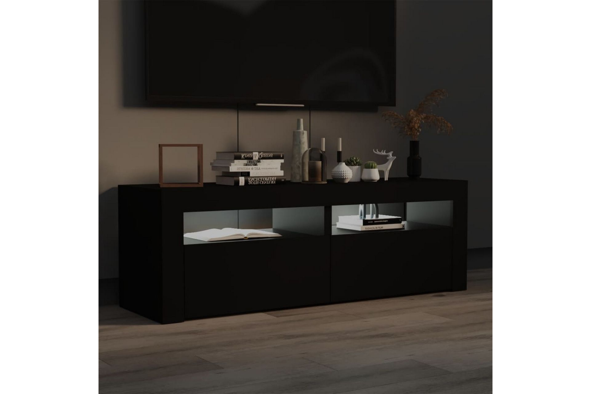 TV-benk med LED-lys svart 120x35x40 cm - Svart - Møbler - Mediamøbel & tv møbel - TV-benk & mediabenk