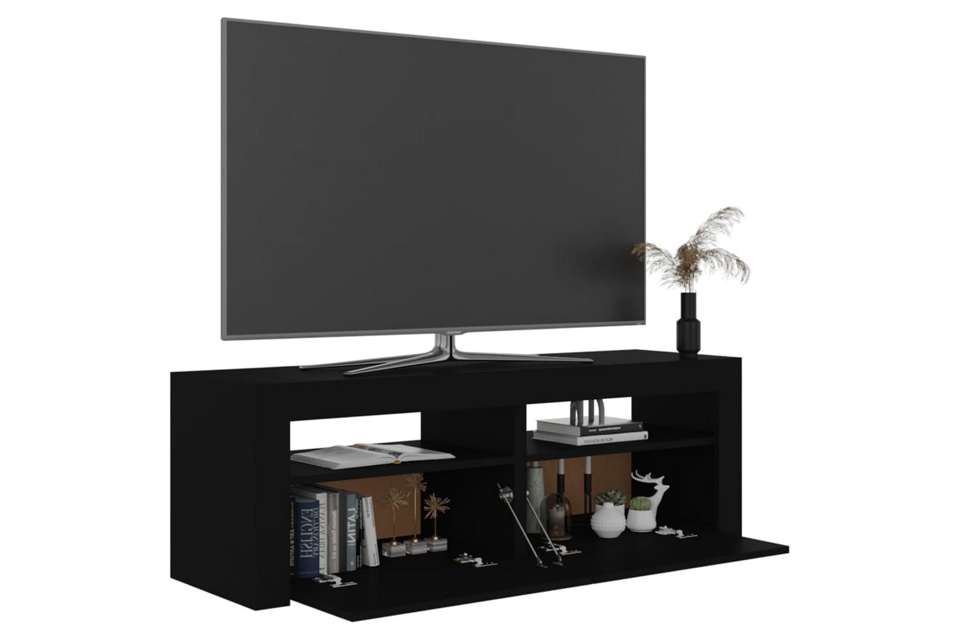 TV-benk med LED-lys svart 120x35x40 cm - Svart - Møbler - Mediamøbel & tv møbel - TV-benk & mediabenk