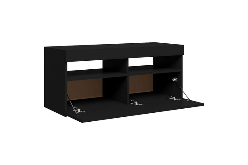 TV-benk med LED-lys svart 90x35x40 cm - Svart - Møbler - Mediamøbel & tv møbel - TV-benk & mediabenk