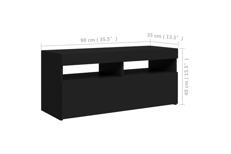 TV-benk med LED-lys svart 90x35x40 cm - Svart - Møbler - Mediamøbel & tv møbel - TV-benk & mediabenk