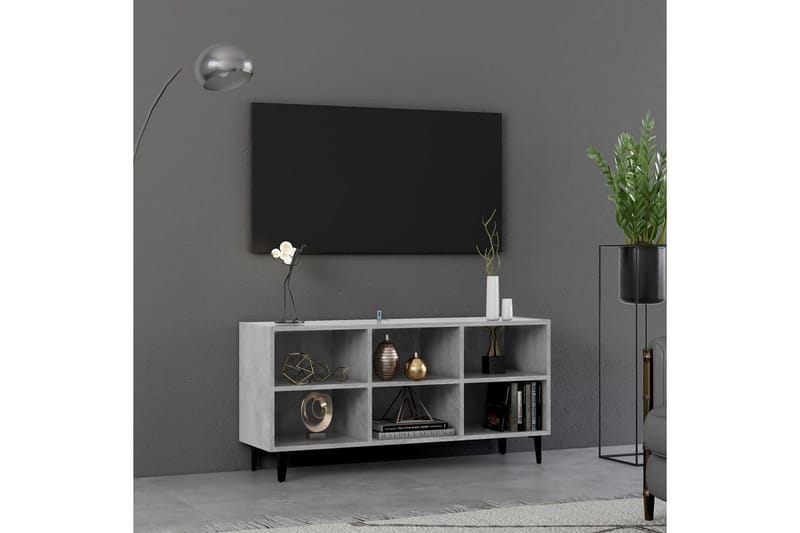 TV-benk med metallben betonggrå 103,5x30x50 cm - Grå - Møbler - Mediamøbel & tv møbel - TV-skap