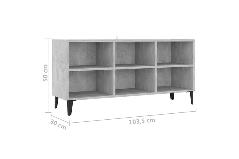 TV-benk med metallben betonggrå 103,5x30x50 cm - Grå - Møbler - Mediamøbel & tv møbel - TV-skap