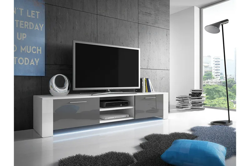 Aliza TV-benk 166 cm, Grå/Hvit
