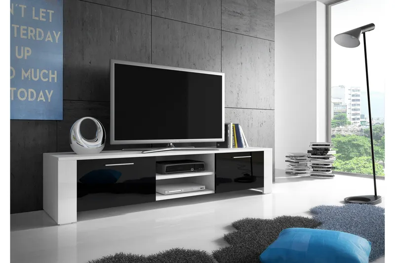 Aliza TV-benk 166 cm, Hvit/Svart