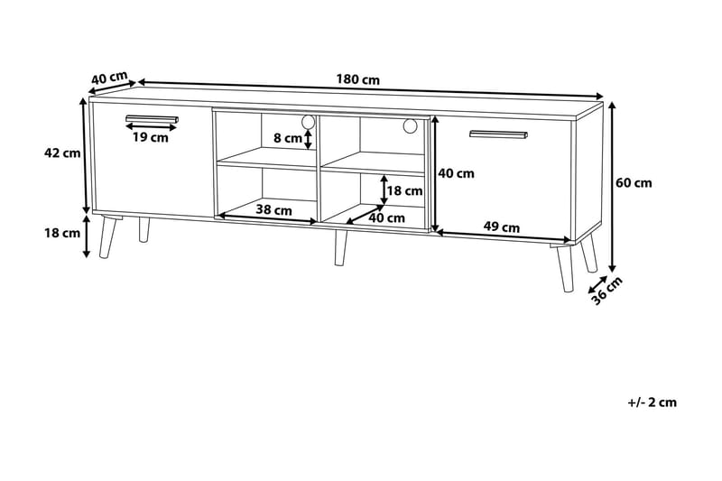 Alloa TV-benk 40x180 cm - Hvit - TV-benk & mediabenk