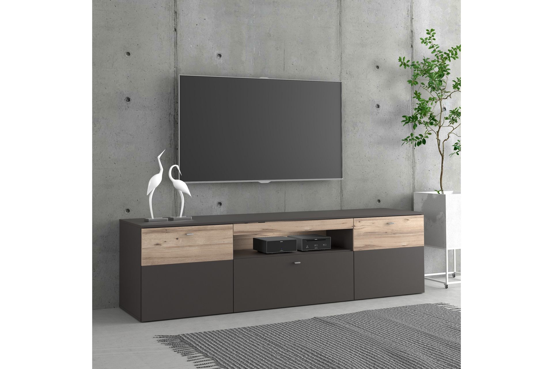 Ameysford TV-Benk 209,8 cm - Grå/Brun - Møbler - Mediamøbel & tv møbel - TV-benk & mediabenk