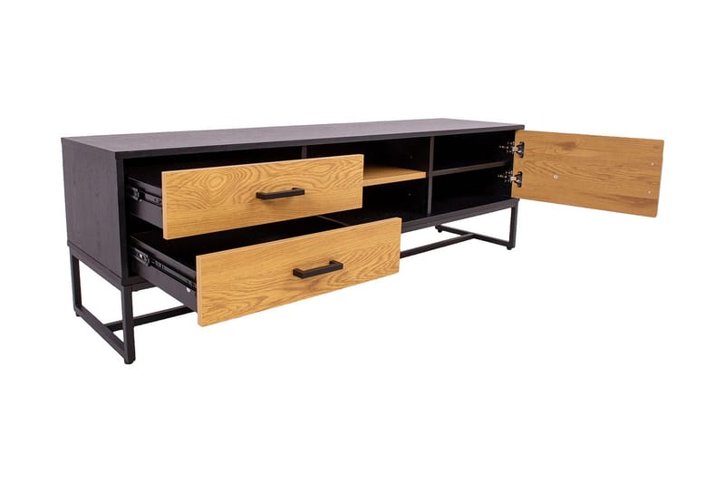 Amsterdam TV-nivå 160 cm Eik/Svart - Møbler - Mediamøbel & tv møbel - TV-benk & mediabenk