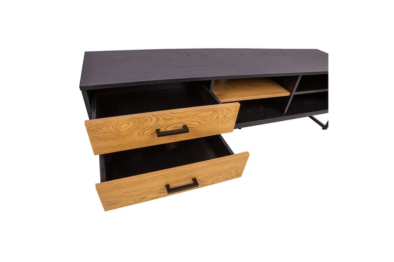 Amsterdam TV-nivå 160 cm Eik/Svart - Møbler - Mediamøbel & tv møbel - TV-benk & mediabenk