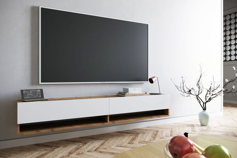 Anari TV-benk 180 cm 2 Hyller - Hvit/Natur - TV-benk & mediabenk