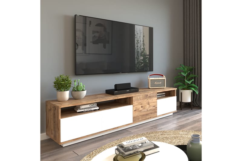 Anari TV-benk 180 cm 2 Hyller - Natur / Hvit - Møbler - Mediamøbel & tv møbel - TV-benk & mediabenk
