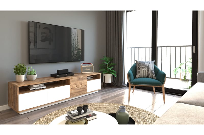 Anari TV-benk 180 cm 2 Hyller - Natur / Hvit - Møbler - Mediamøbel & tv møbel - TV-benk & mediabenk