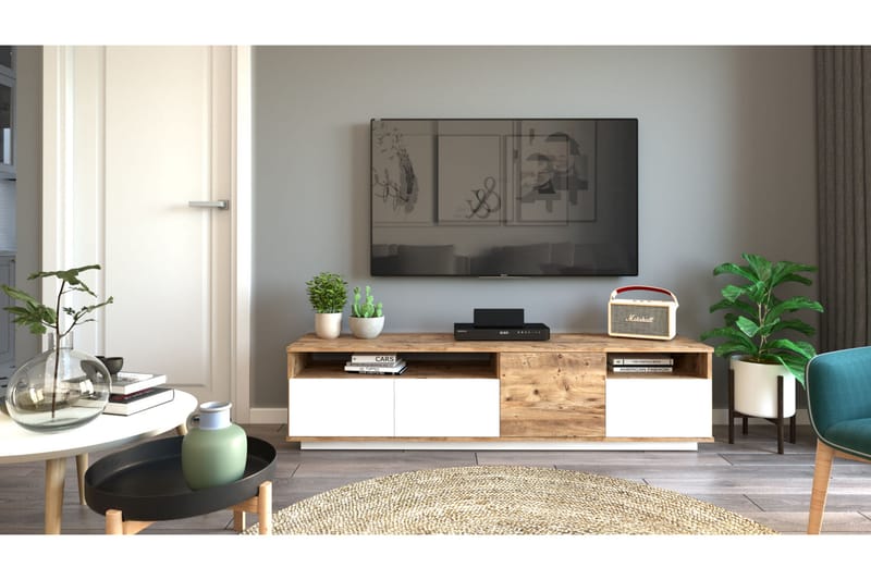 Anari TV-benk 180 cm 2 Hyller - Natur / Hvit - Møbler - Mediamøbel & tv møbel - TV-benk & mediabenk