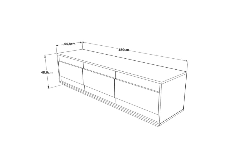 Anari TV-benk 180 cm 3 Skap - Hvit/Natur - Møbler - Mediamøbel & tv møbel - TV-benk & mediabenk