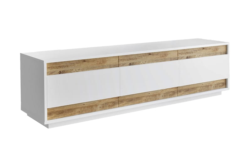 Anari TV-benk 180 cm 3 Skap - Hvit/Natur - Møbler - Mediamøbel & tv møbel - TV-benk & mediabenk