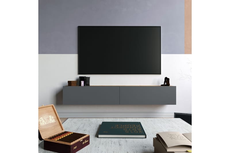 Anari TV-benk 180 cm - Antrasitt / Natur - TV-benk & mediabenk