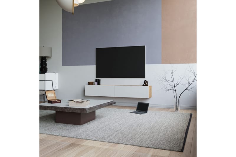 Anari TV-benk 180 cm - Hvit/Natur - TV-benk & mediabenk