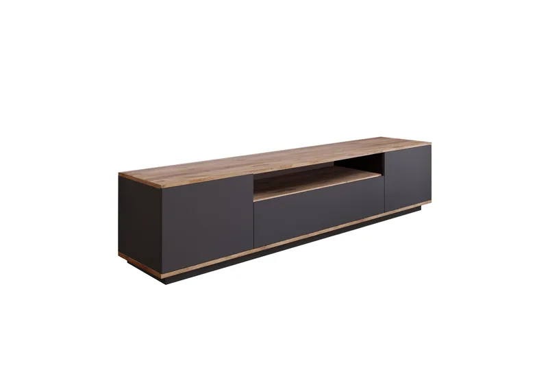 Anari TV-benk 180 cm med hylle - Antrasitt / Natur - Møbler - Mediamøbel & tv møbel - TV-benk & mediabenk