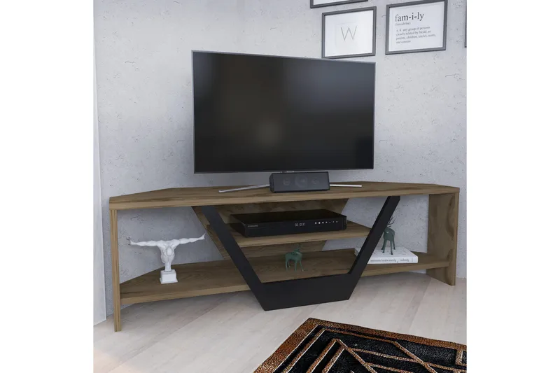 Andifli Hjørne TV-benk 120 cm med Oppbevaring i Mørkt Tre, Brun