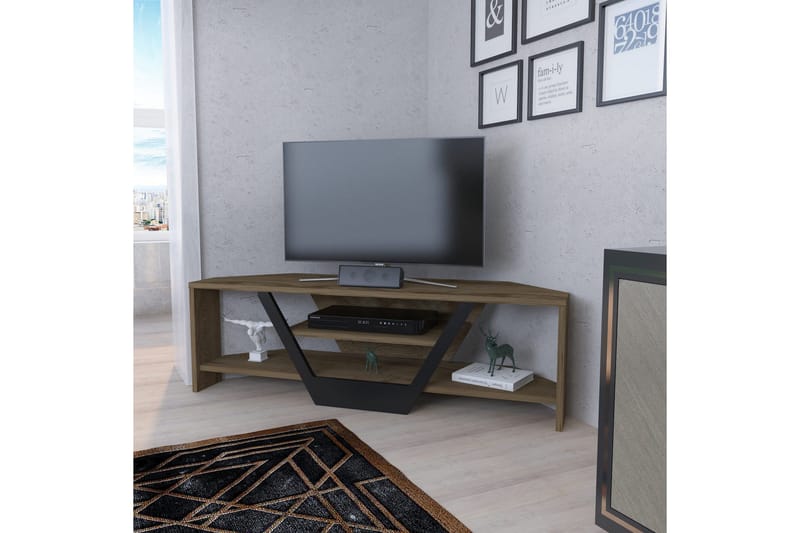 Andifli Hjørne TV-benk 120 cm med Oppbevaring i Mørkt Tre - Brun - Møbler - Mediamøbel & tv møbel - TV-benk & mediabenk