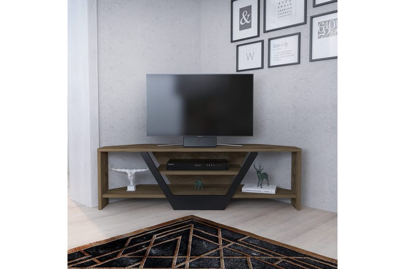 Andifli Hjørne TV-benk 120 cm med Oppbevaring i Mørkt Tre - Brun - Møbler - Mediamøbel & tv møbel - TV-benk & mediabenk