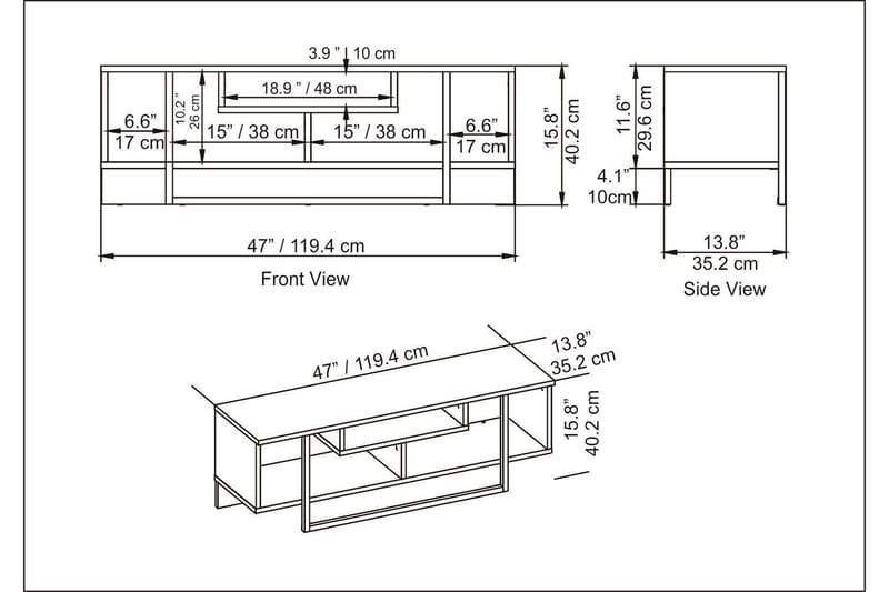 Andifli Tv-benk 120x40,2 cm - Gull - TV-benk & mediabenk