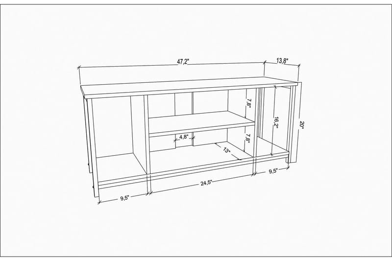 Andifli Tv-benk 120x50,8 cm - Antrasitt - Møbler - Mediamøbel & tv møbel - TV-benk & mediabenk