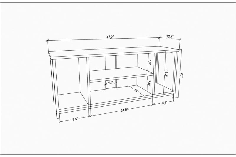 Andifli Tv-benk 120x50,8 cm - Hvit - TV-benk & mediabenk