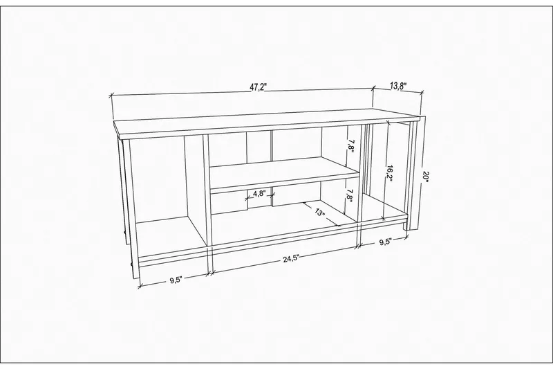 Andifli Tv-benk 120x50,8 cm - Hvit - Møbler - Mediamøbel & tv møbel - TV-benk & mediabenk