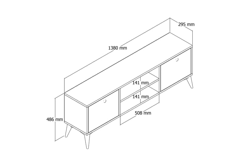 Andifli Tv-benk 138x42,6 cm - Brun - Møbler - Mediamøbel & tv møbel - TV-benk & mediabenk