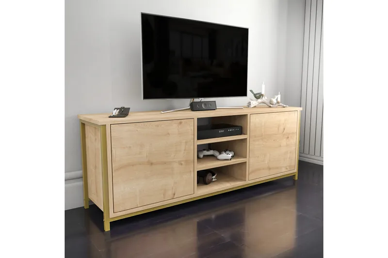 Andifli Tv-benk 140x50,8 cm - Gull - Møbler - Mediamøbel & tv møbel - TV-benk & mediabenk