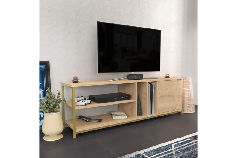 Andifli Tv-benk 140x50,8 cm - Gull - Møbler - Mediamøbel & tv møbel - TV-benk & mediabenk